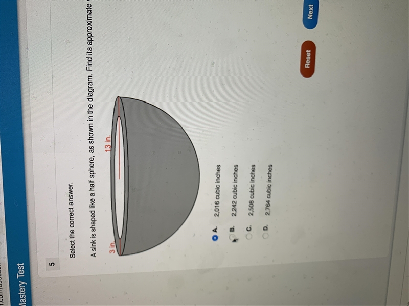 A sink is shaped like a half sphere,as shown in the diagram. Find it’s approximate-example-1