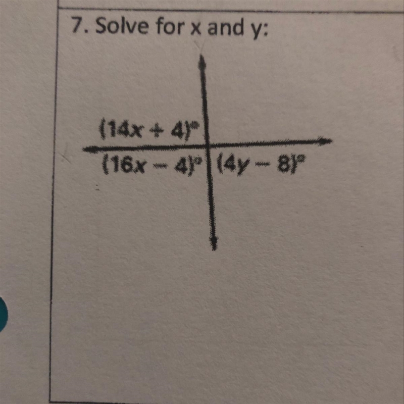 Solve for x and Y using the angles shown, please helppp-example-1