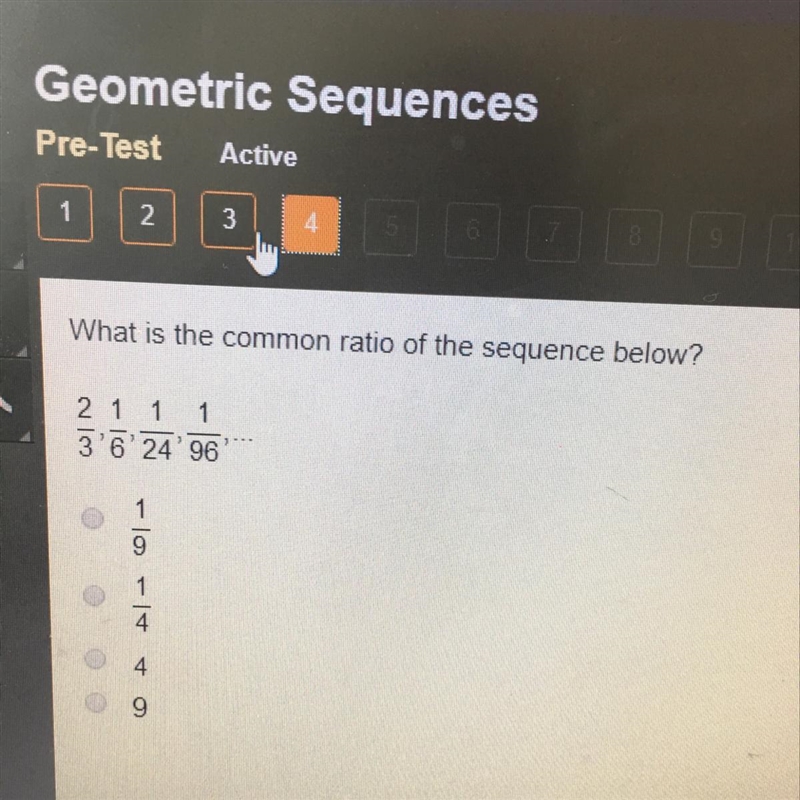 What is the common ratio of the sequence below?-example-1