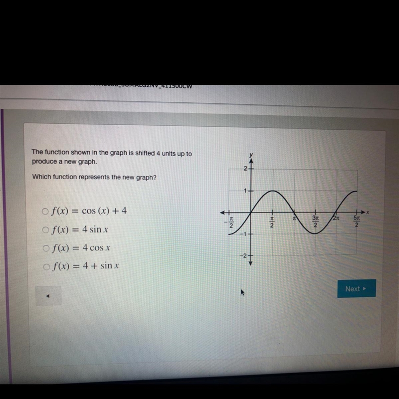 Which function represents the new graph? The picture is on the top.-example-1