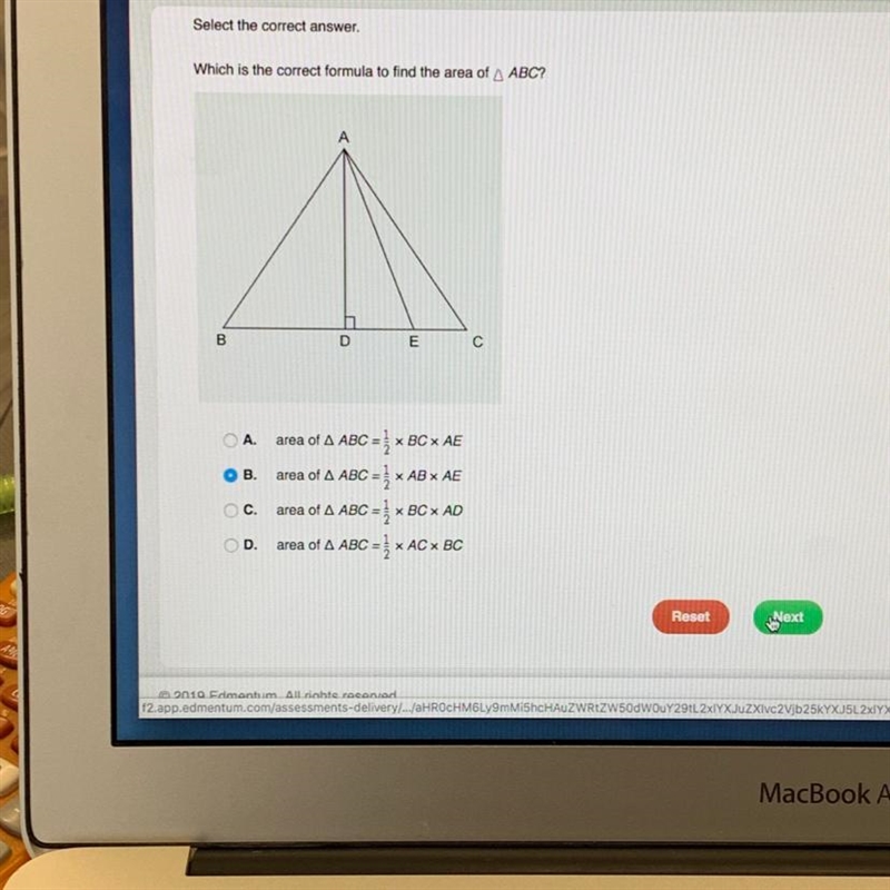 Which is the correct formula to find the area of ABC-example-1