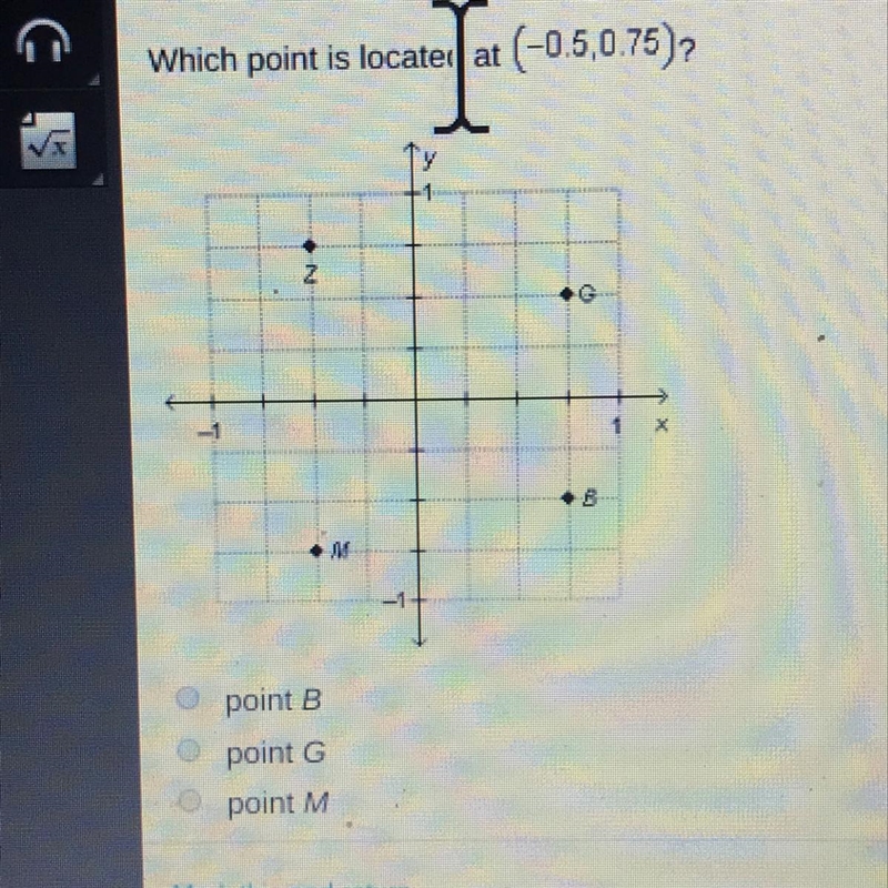 Which point is located at (-0.5, 0.75)?-example-1