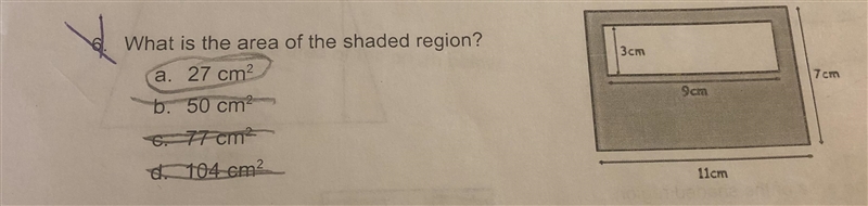 What is the area of the shaded region? Please see the attachment, of course 27cm^2 is-example-1