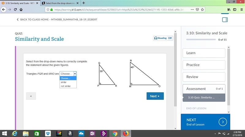 Select from the drop-down menu to correctly complete the statement about the given-example-1