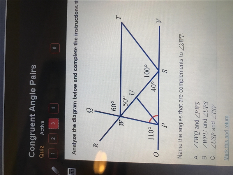 Name the angles that are complements to SWT-example-1