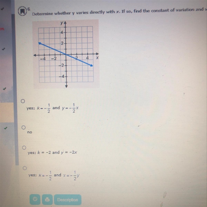 Determine whether y varies directly with x. If so, find the cos tang of variation-example-1