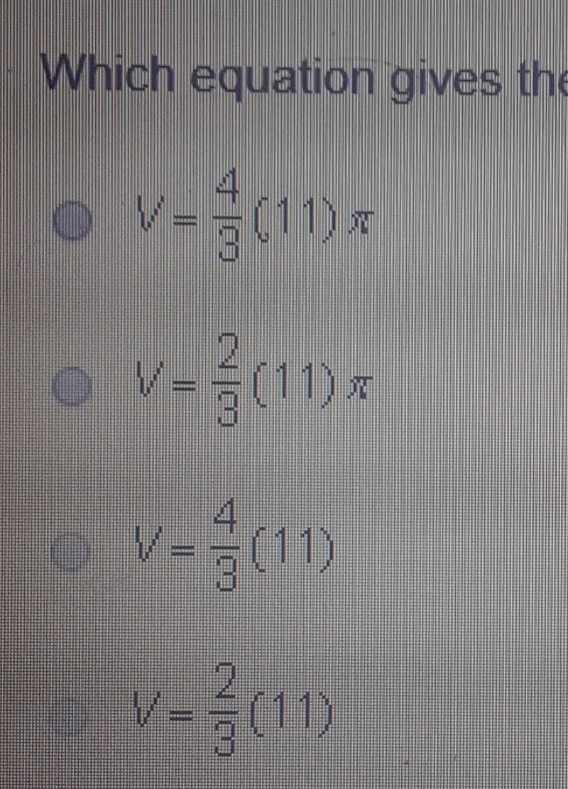 *** PLEASE HELP IM TIMED a sphere and a cylinder have the same radius and height. the-example-1