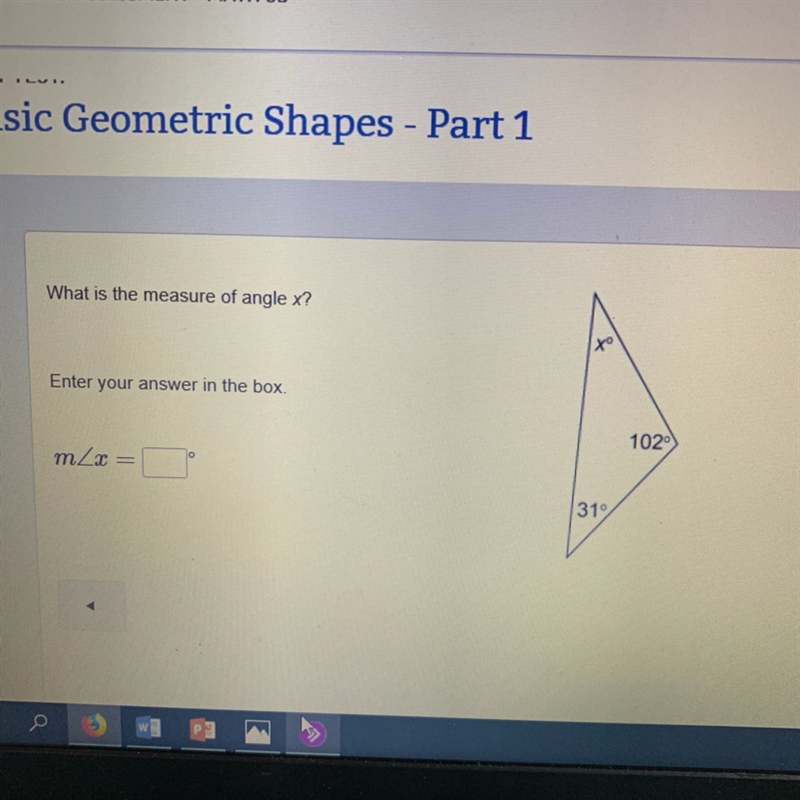 What is the measure of angle x enter in the box-example-1