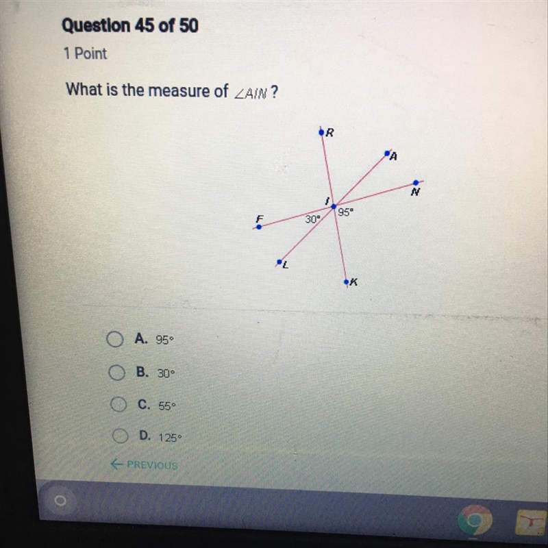 TPOInt What is the measure of ZAIN ? ООО OD. 125* PREVIOUS-example-1