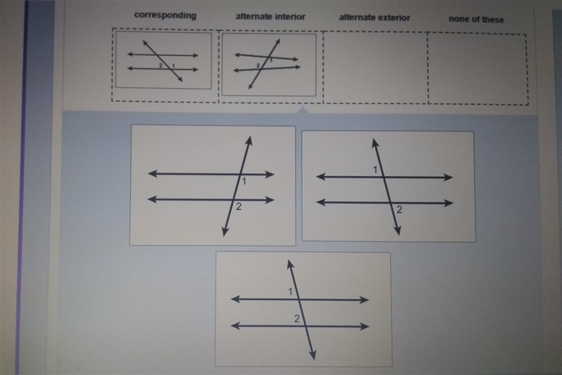 (I'M A BIT STUCK AND UNSURE OF WHICH ANSWER)Classify each pair of numbered angles-example-1