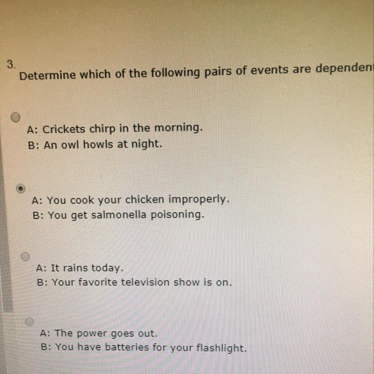 HELP PLZZZ Determine which of the following pairs of events are dependent-example-1