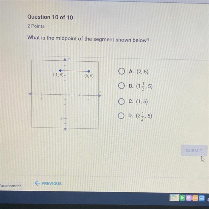 What is the midpoint of the segment shown below?-example-1