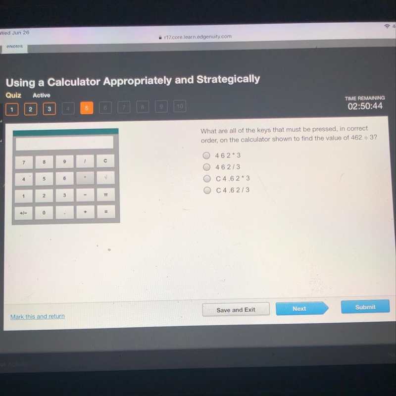 What are all the keys that must be pressed, in correct order, on the calculator shown-example-1