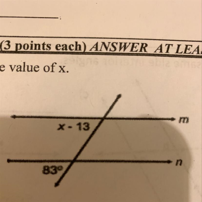 Find the value of X. Please show your work and explain. Thank you!-example-1