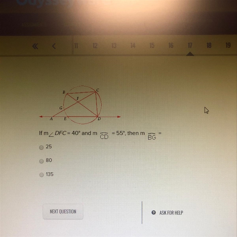 If M/DFC= 40 and M CD= 55 the BG= 25 80 135-example-1