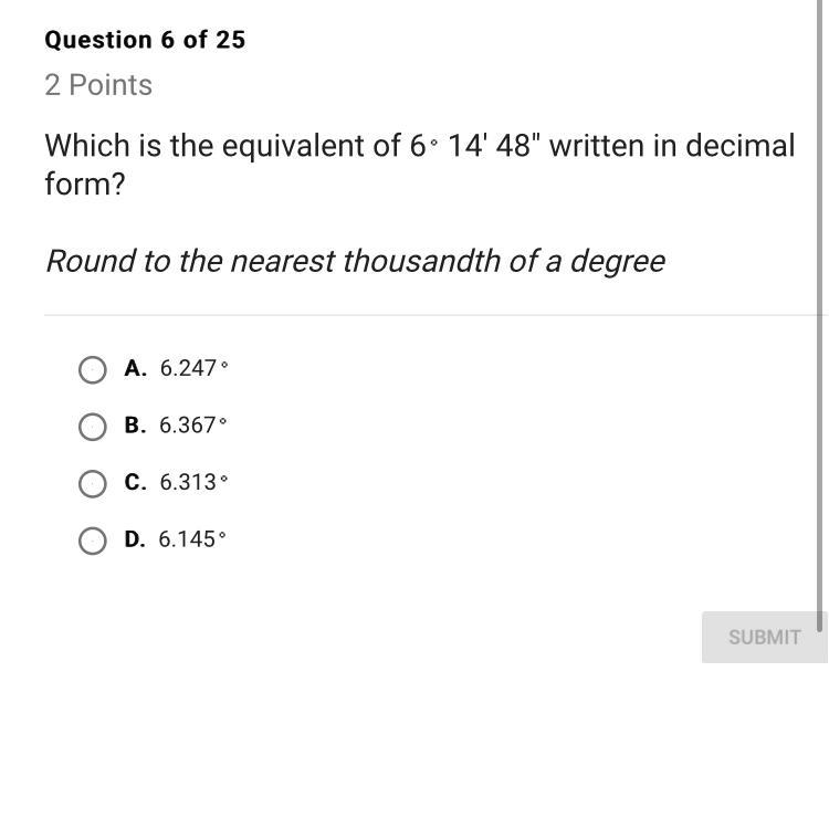 Which is the equivalent of 6 14’ 48” written in decimal form ?-example-1