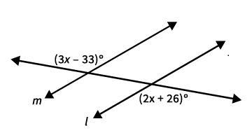 . Find the value of x for which ℓ ∥ m. 59 144 54 134-example-1