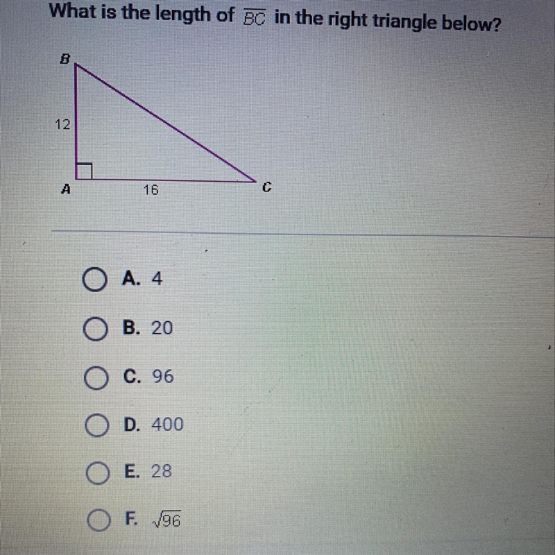 What is the length of BC in the right triangle below?-example-1