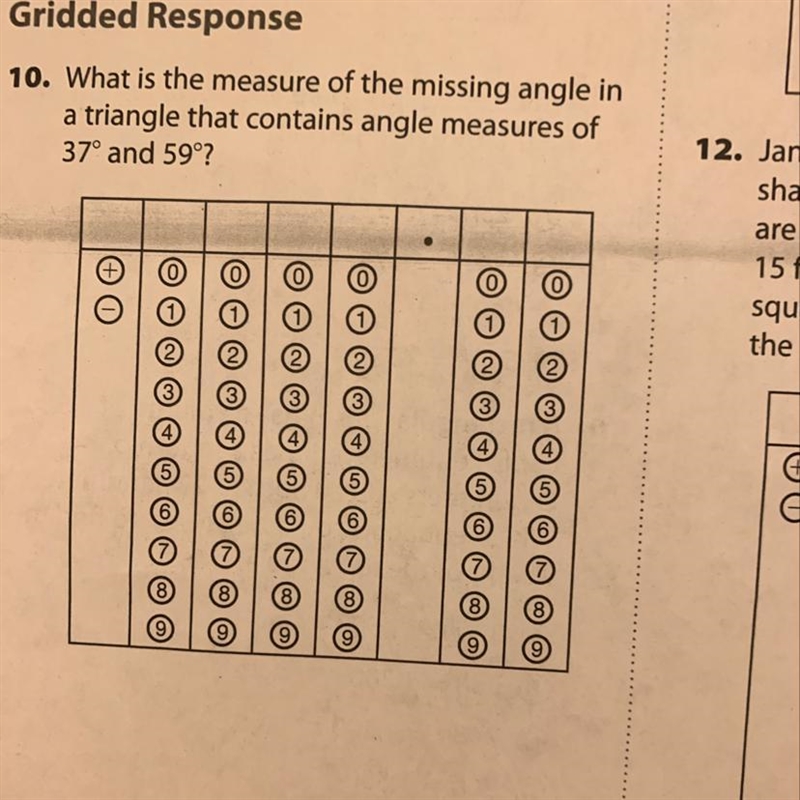 What is the measure of the missing angle in a triangle that contains angle measures-example-1