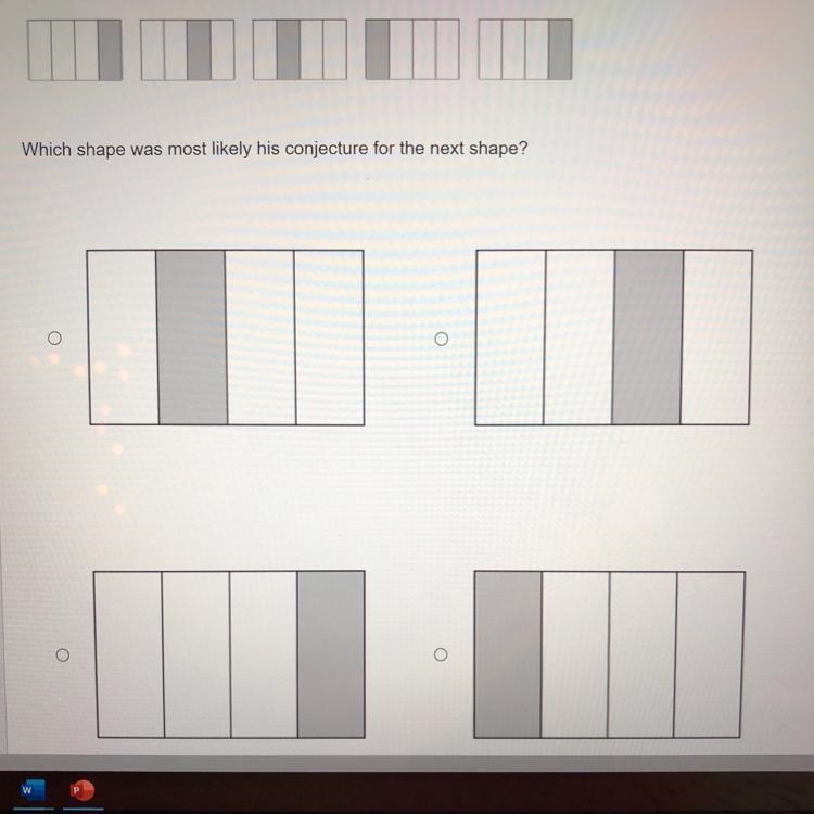 After observing this pattern, Guido made a conjecture for the next shape in the pattern-example-1