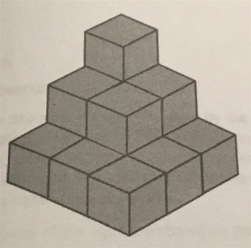 In the diagram, there are 14 cubes glued together to form a solid. Each cube has a-example-1