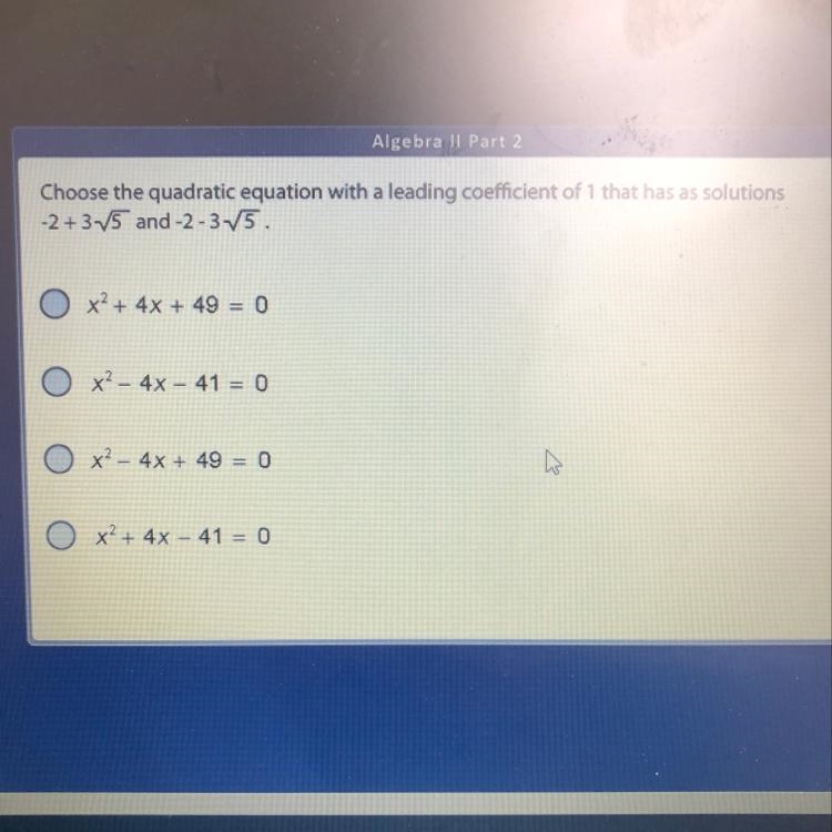 Choose the quadratic equation-example-1