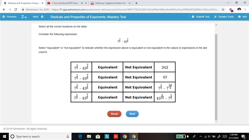 Which ones are Equivalent and Not equivalent?-example-1