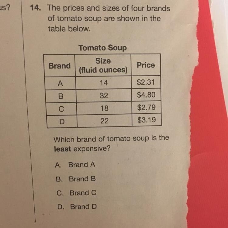 Dont mind my ripped paper but if someone could answer #14 for me that would be great-example-1