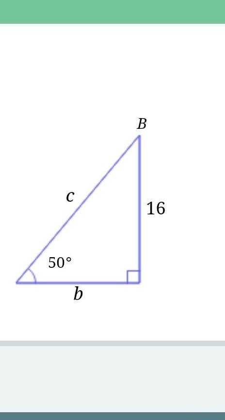 Help B= ° b= c= it has something to do with sin cos or tan I'm not sure ​-example-1