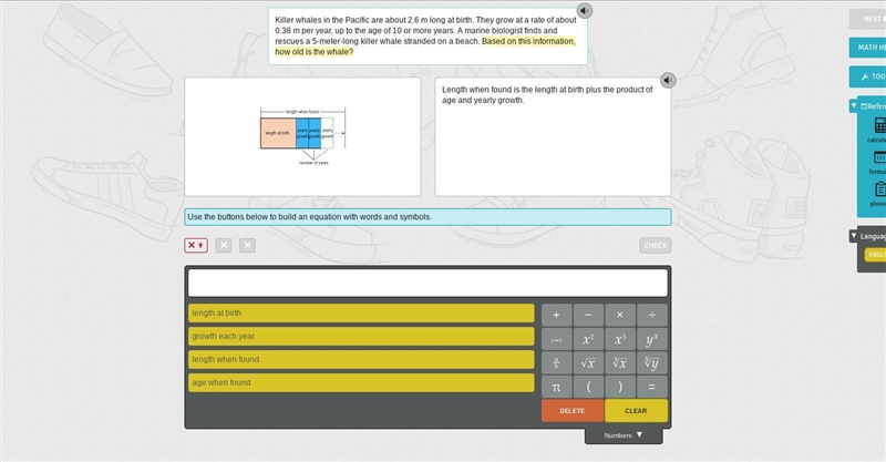 Use the buttons below to build an equation with words and symbols.-example-1