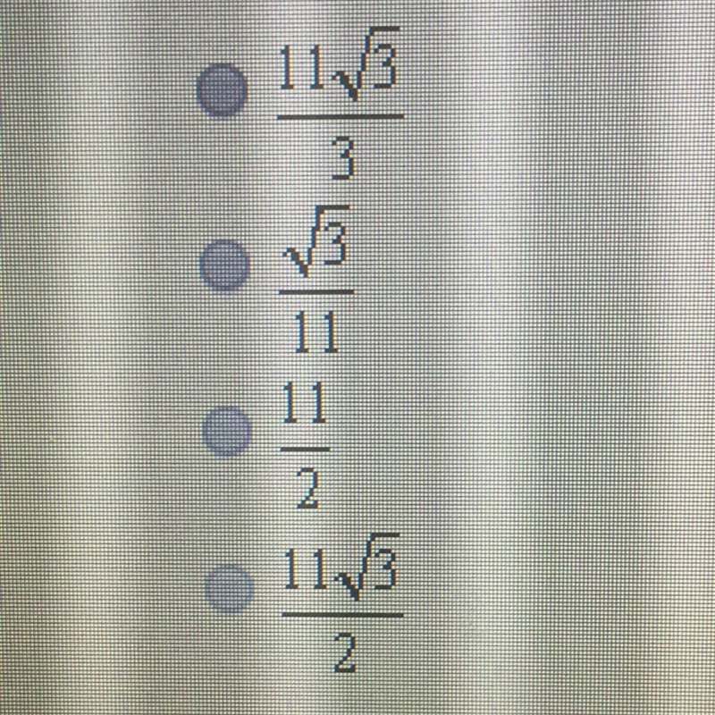 1. In ABC, C is a right angle and BC = 11. If B = 30°, find AC. (1 point) PLEASE HELP-example-1