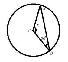 *****PLEASE HELP***** Given the figure, if ∠ABC is 20° and C is the center of the-example-1