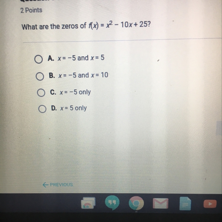 What are the zero of f(x)=x^2-10x+25-example-1