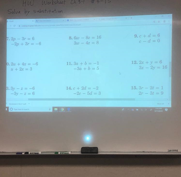 ‼️‼️solve by substitution {2p-3r=6 {-2p+3r=-6 all these problems w work shown r due-example-1