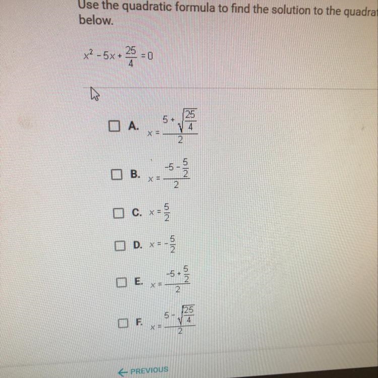 Use the quadratic formula to find the solution to the quadratic equation given below-example-1