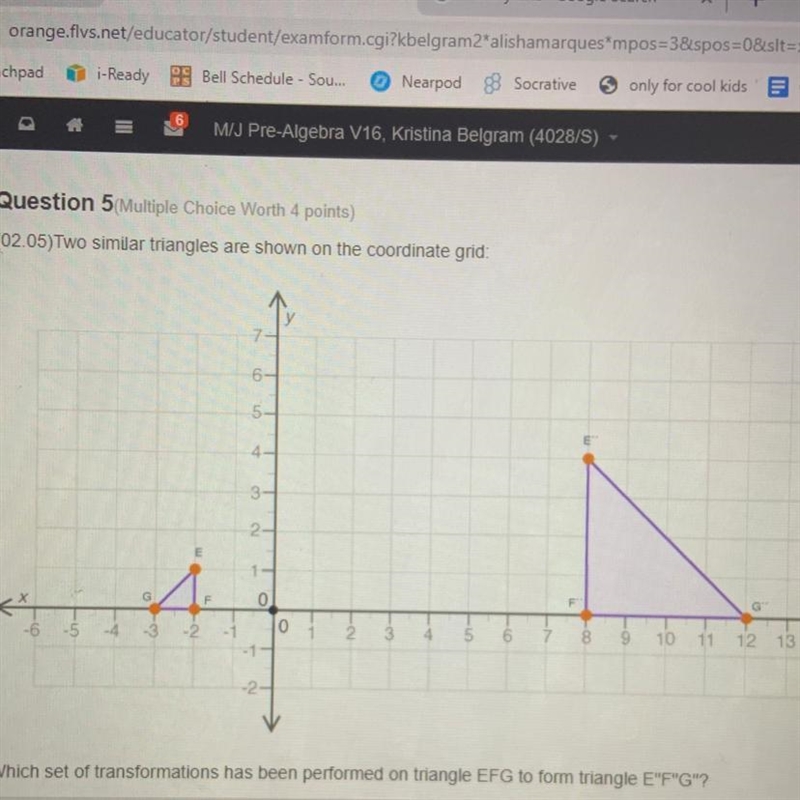 Ahhh okay help me pls! the answer choices are... dilatation by a scale factor of 4 follow-example-1