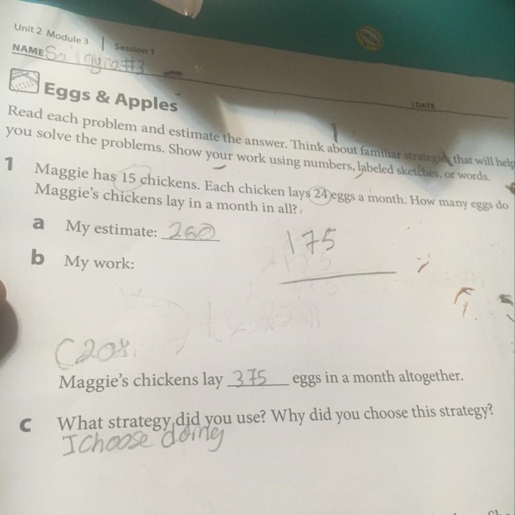 If there are 15 chickens each chicken lays 24 eggs a month how many eggs do Maggie-example-1