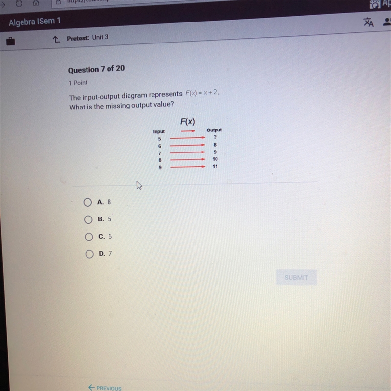 The input output diagram represents ——— what is the missing output value?-example-1