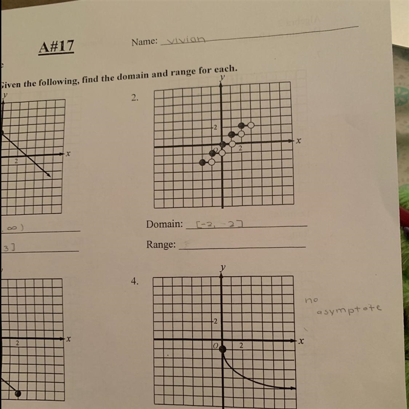 What is the domain and range? ex. (-4, infinity) Please this is for a grade-example-1