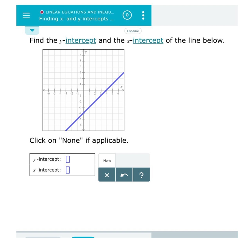 Find the y-intercept and the c-intercept of the line below. Please someone help thank-example-1