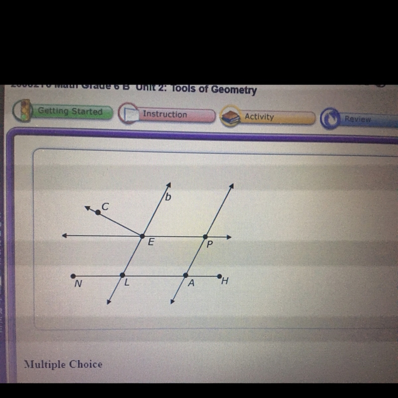 Which line is parallel to line b in the diagram-example-1