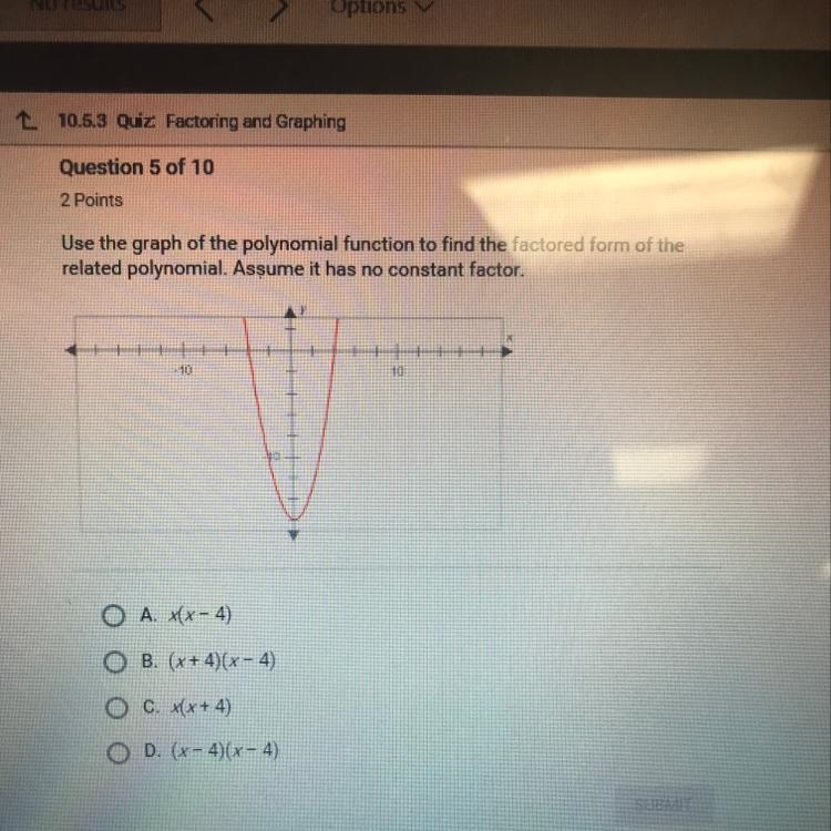 use the graph of the polynomial function to find the factored form of the related-example-1