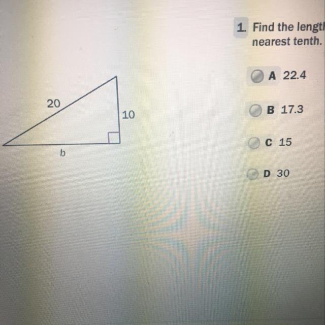 Find the length of the missing side of necessary round to the nearest tenth-example-1