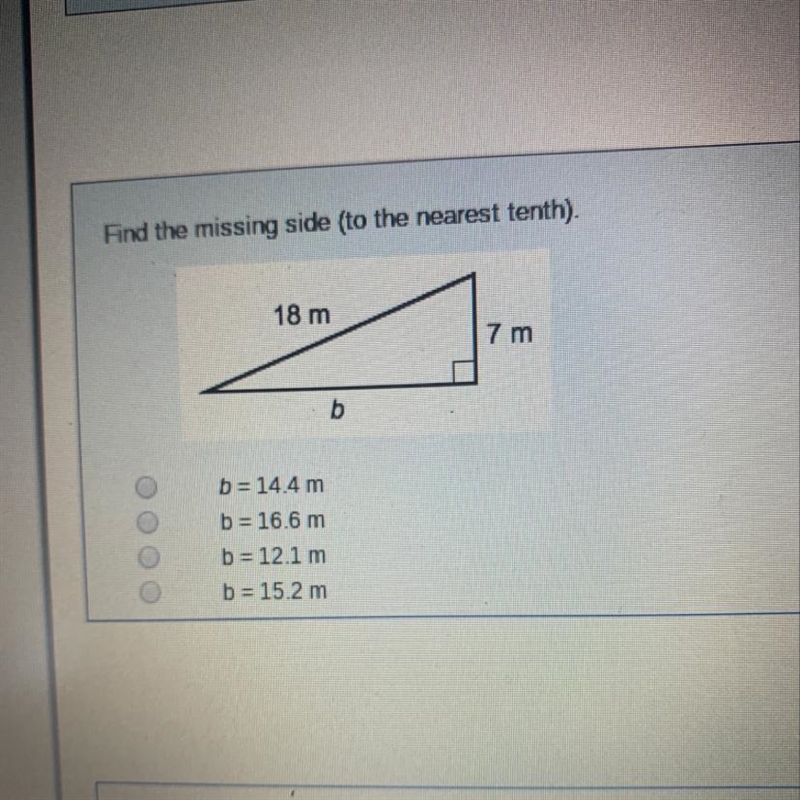 Find the missing side (To the nearest tenth)-example-1