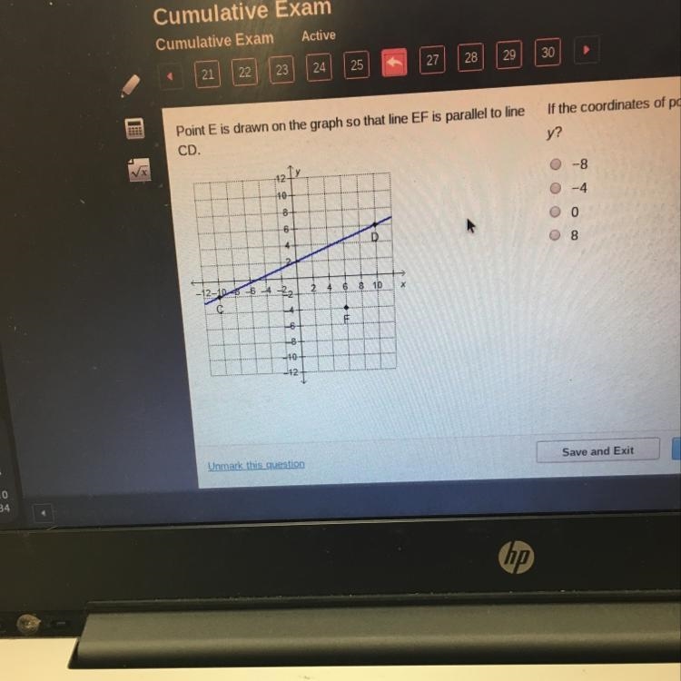 If the coordinates of point E are (-4, y), what is the value of у?-example-1