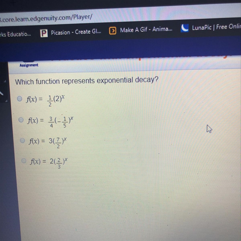 Which Function Represents Exponential Decay?-example-1