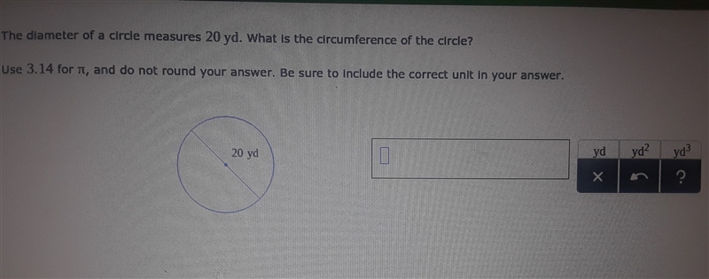 the diameter of a circle measures 20 us. What is the circumference of the circle? use-example-1