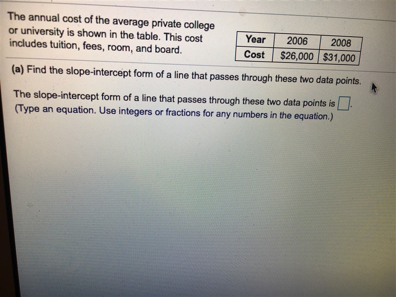 Find the slope-intercept form of a line that passes through these two data points-example-1