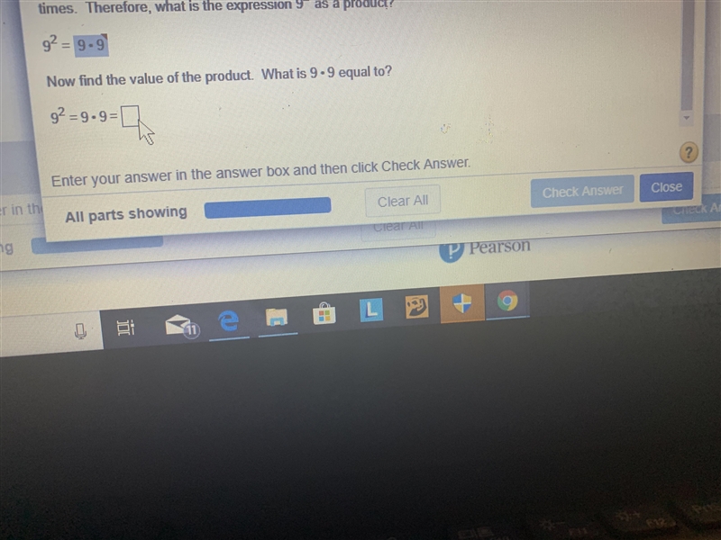 What about this question now find the value of the product. What is 9•9 equal to ?-example-1