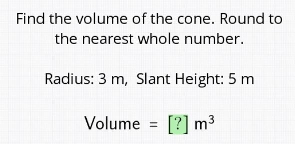 Find volume of the cone-example-1